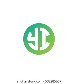 Initial letters YI circle shape green simple logo