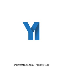 Initial letters YI overlapping fold logo blue