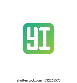 Initial letters YI rounded square shape green simple logo