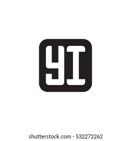 Initial letters YI rounded square shape monogram black simple logo