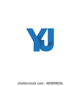 Initial letters YJ overlapping fold logo blue