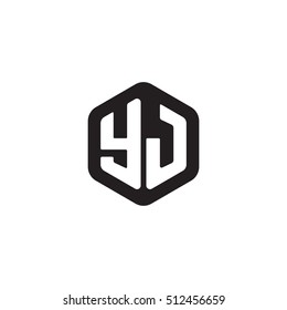 Initial letters YJ rounded hexagon shape monogram black simple modern logo