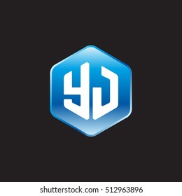 Initial letters YJ rounded hexagon shape blue modern logo