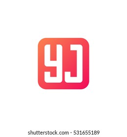 Initial letters YJ rounded square shape red orange simple logo