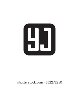 Initial letters YJ rounded square shape monogram black simple logo