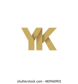 Initial letters YK overlapping fold logo brown gold
