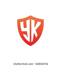 Initial letters YK shield shape red simple logo