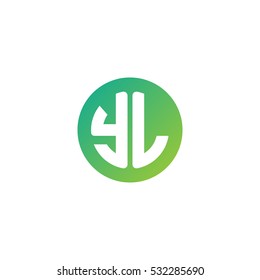 Initial letters YL circle shape green simple logo