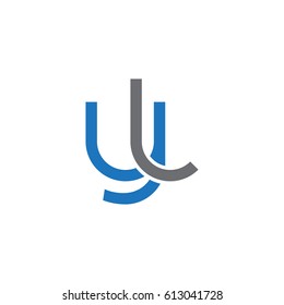 Initial letters yl, round overlapping lowercase logo modern design blue gray