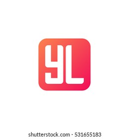 Initial letters YL rounded square shape red orange simple logo