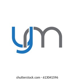 Initial letters ym, round overlapping lowercase logo modern design blue gray