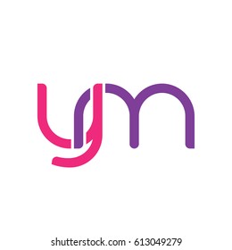 Initial letters ym, round overlapping lowercase logo modern design pink purple