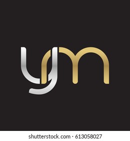 Initial letters ym, round overlapping lowercase logo modern design silver gold
