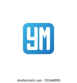 Initial letters YM rounded square shape blue simple logo