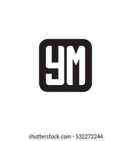 Initial letters YM rounded square shape monogram black simple logo