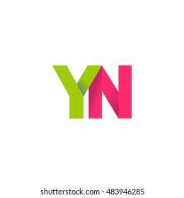 Initial letters YN overlapping fold logo green magenta