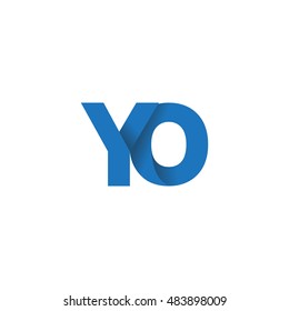 Initial letters YO overlapping fold logo blue