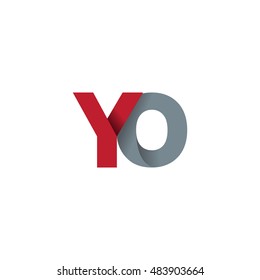 Initial letters YO overlapping fold logo red gray