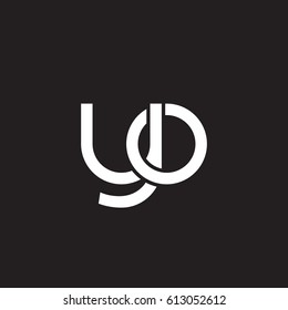 Initial letters yo, round overlapping lowercase logo modern design white black background