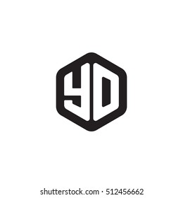 Initial letters YO rounded hexagon shape monogram black simple modern logo