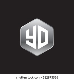 Initial letters YO rounded hexagon shape silver modern logo