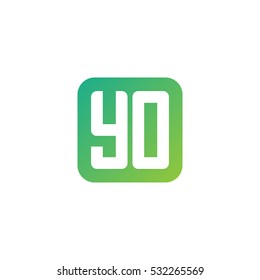 Initial letters YO rounded square shape green simple logo