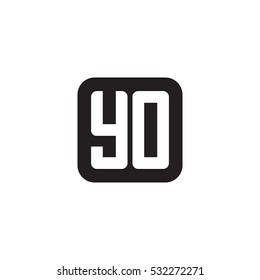 Initial letters YO rounded square shape monogram black simple logo