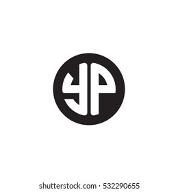 Initial letters YP circle shape monogram black simple logo