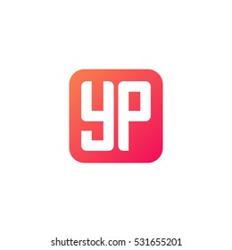 Initial letters YP rounded square shape red orange simple logo