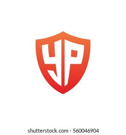 Initial letters YP shield shape red simple logo