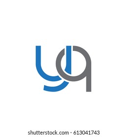 Initial letters yq, round overlapping lowercase logo modern design blue gray