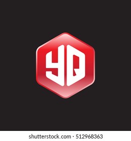 Initial letters YQ rounded hexagon shape red modern logo