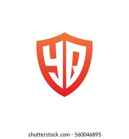 Initial letters YQ shield shape red simple logo