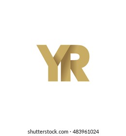 Initial letters YR overlapping fold logo brown gold