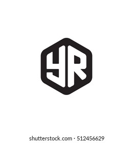 Initial letters YR rounded hexagon shape monogram black simple modern logo