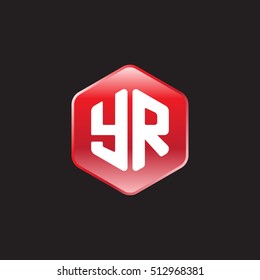 Initial letters YR rounded hexagon shape red modern logo
