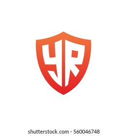 Initial letters YR shield shape red simple logo