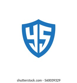 Initial letters YS shield shape blue simple logo