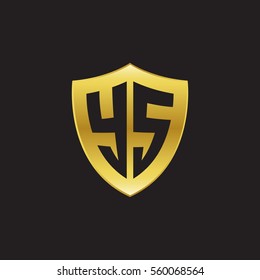 Initial letters YS shield shape gold logo