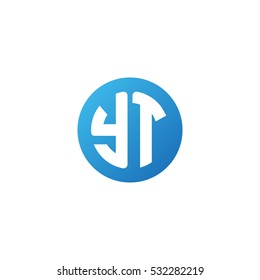 Initial letters YT circle shape blue simple logo
