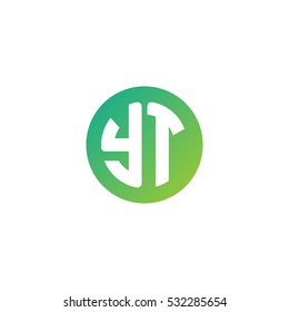 Initial letters YT circle shape green simple logo