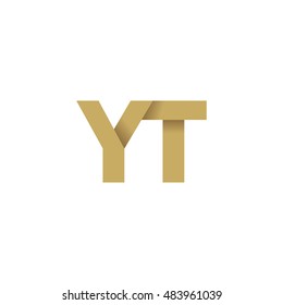 Initial letters YT overlapping fold logo brown gold