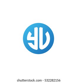 Initial letters YU circle shape blue simple logo