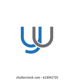 Initial letters yu, round overlapping lowercase logo modern design blue gray