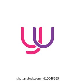 Initial letters yu, round overlapping lowercase logo modern design pink purple