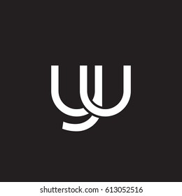 Initial letters yu, round overlapping lowercase logo modern design white black background