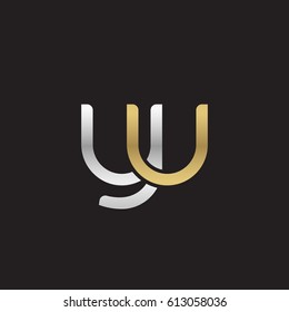 Initial letters yu, round overlapping lowercase logo modern design silver gold
