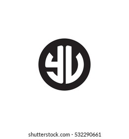 Initial letters YV circle shape monogram black simple logo