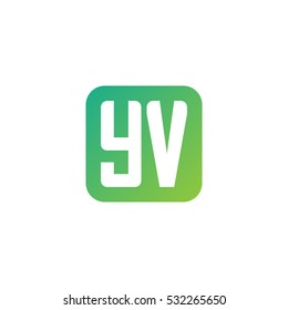 Initial letters YV rounded square shape green simple logo