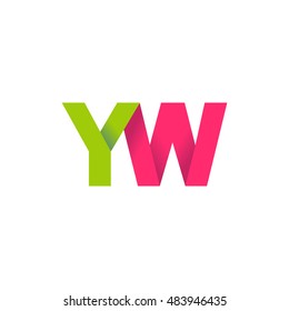 Initial letters YW overlapping fold logo green magenta